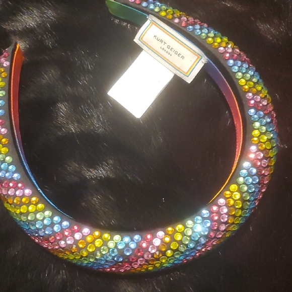 Kurt Geiger Rainbow Crystal Embellished Headband - Picture 3 of 6
